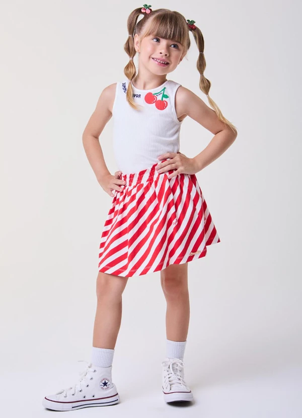 Bimbi - Conjunto Listrado Summer Flavor Vermelho