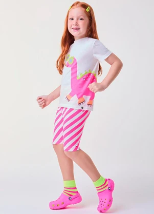 Bimbi - Conjunto Listrados de Dinossauro Pink - BIMBI