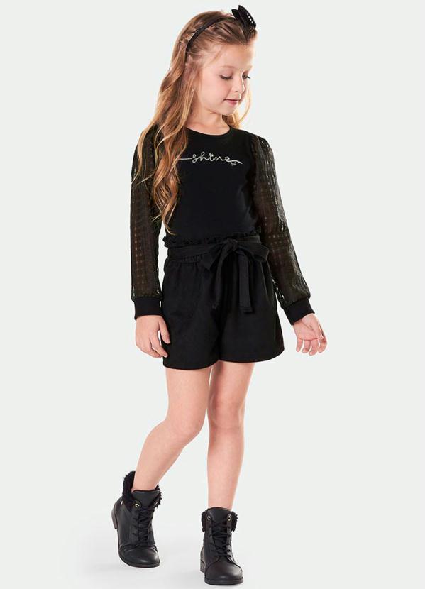 Marisol - Conjunto Longo Malha Menina Preto