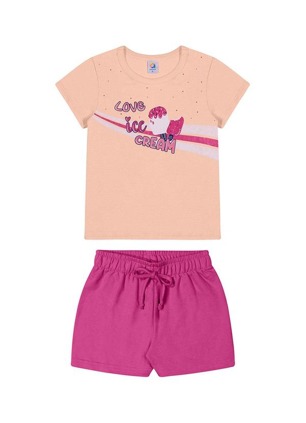 Alenice - Conjunto Love Ice Cream Menina Rosa