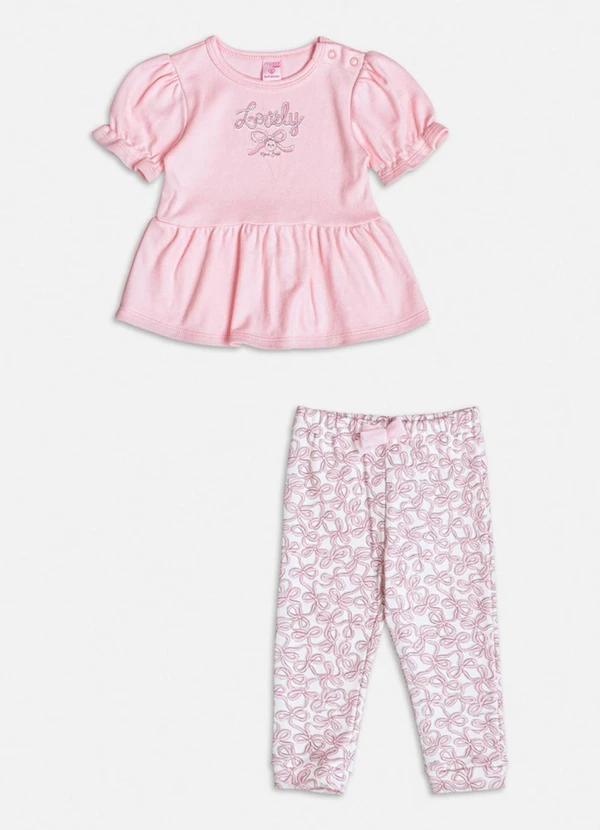 Momi - Conjunto Lovely com Laço de Tule Rosa