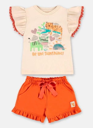 Up Baby - Conjunto Luz do Sol para Menina Bege - UP BABY