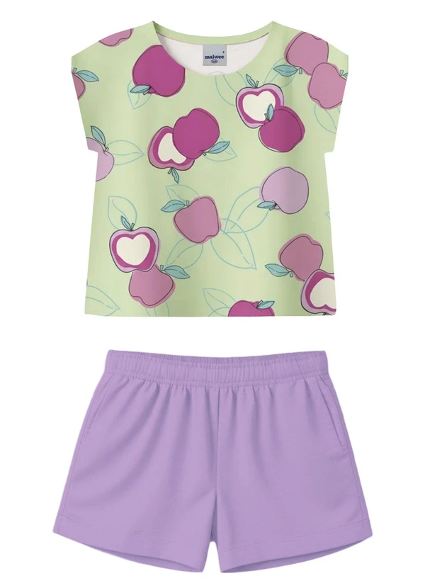 Malwee Kids - Conjunto Maçãs em Malha Verde Água 2