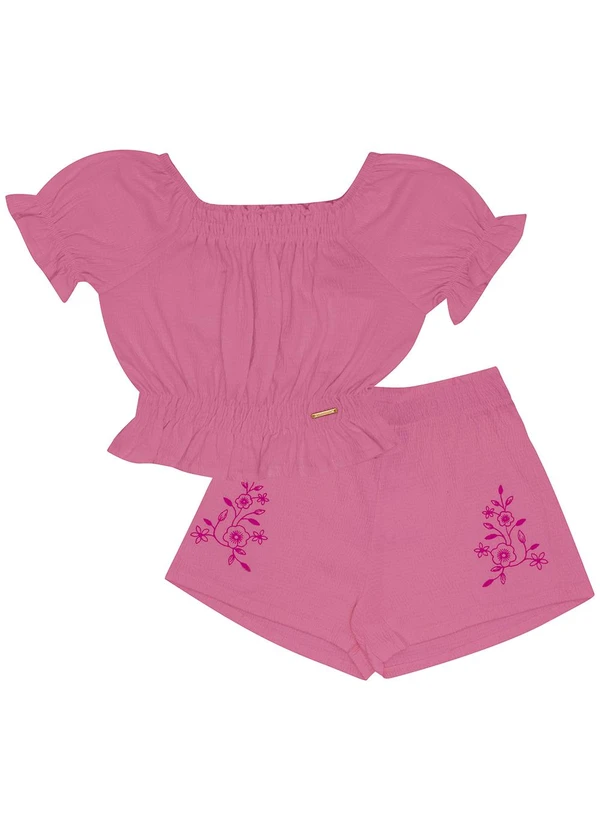 Pulla Bulla - Conjunto Malha Anarruga Rosa