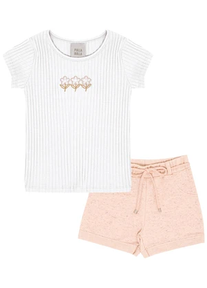 Pulla Bulla - Conjunto Malha Canelada Branco - PULLA BULLA