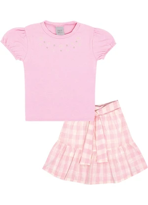 Pulla Bulla - Conjunto Malha Canelada Rosa - PULLA BULLA