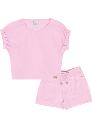 Pulla Bulla - Conjunto Malha Corrente Rosa - PULLA BULLA