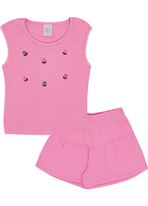 Pulla Bulla - Conjunto Malha Favo Pink - PULLA BULLA