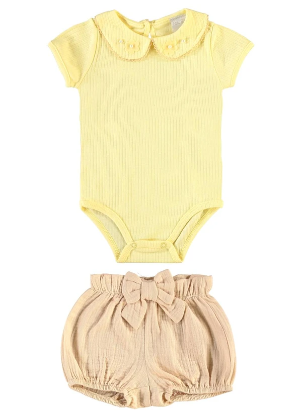 Pulla Bulla - Conjunto Malha Trabalhada Amarelo