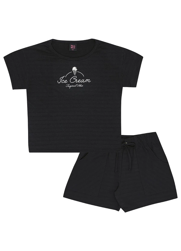 Pulla Bulla - Conjunto Malha Trabalhada Preto