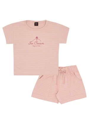 Pulla Bulla - Conjunto Malha Trabalhada Rosa - PULLA BULLA