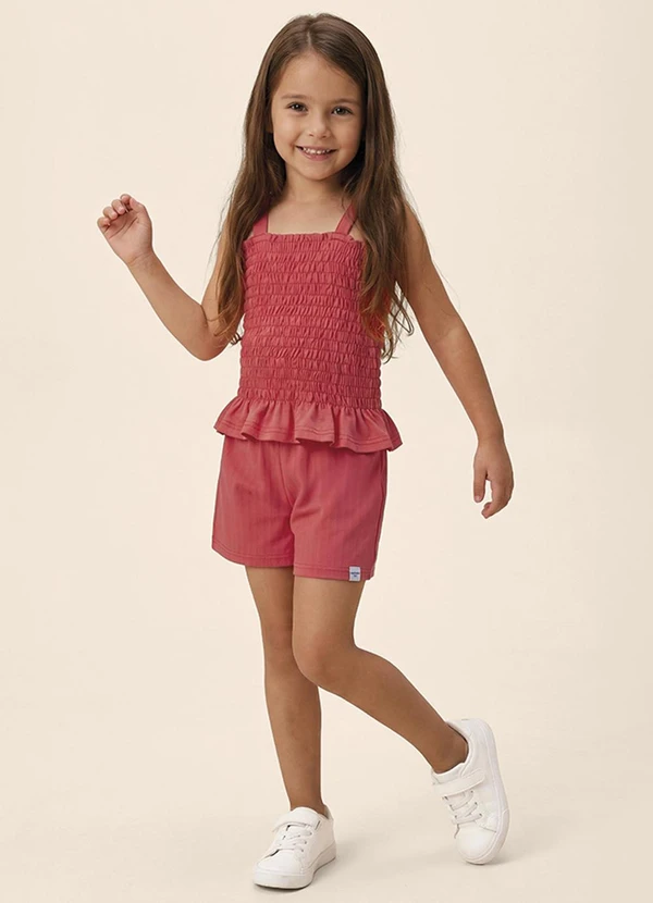 Malwee Kids - Conjunto Malha Trabalhada Rosa