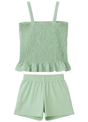 Malwee Kids - Conjunto Malha Trabalhada Verde Água - MALWEE KIDS