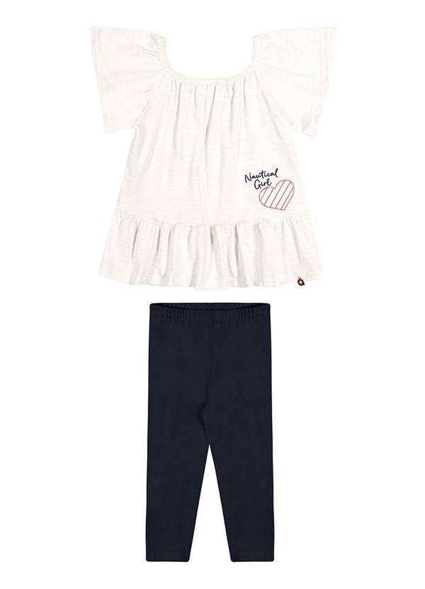 Alenice - Conjunto Manga Ampla Menina Branco