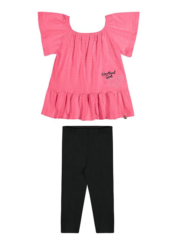 Alenice - Conjunto Manga Ampla Menina Rosa 