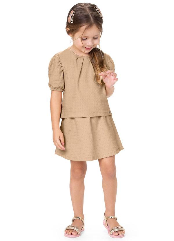 Alenice - Conjunto Manga Bufante Menina Marrom