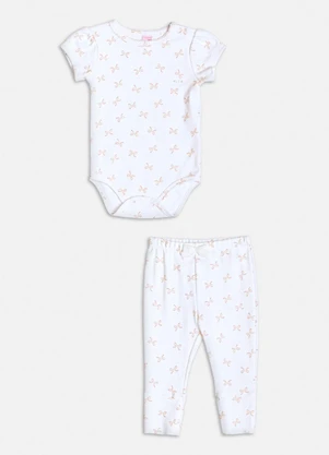 Momi - Conjunto Manga Curta com Lacinhos Branco - MOMI