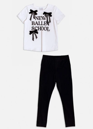 Momi - Conjunto Manga Curta com Laços de Veludo Branco - MOMI