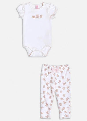 Momi - Conjunto Manga Curta com Ursinhos Branco - MOMI