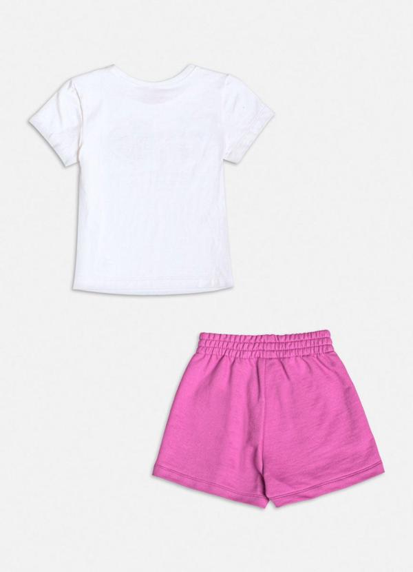 Momi - Conjunto Manga Curta de Coração Flocado Branco 2