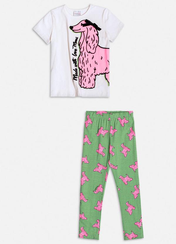 Momi - Conjunto Manga Curta de Dog com Laço Branco