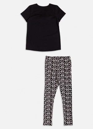 Momi - Conjunto Manga Curta de Jacquard com Laço Preto - MOMI