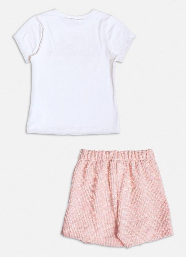 Momi - Conjunto Manga Curta de Tweed com Strass Branco 2