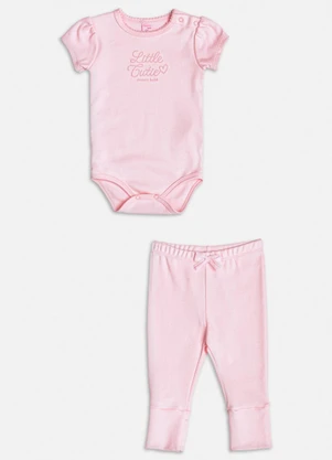 Momi - Conjunto Manga Curta Little Cute Rosa - MOMI