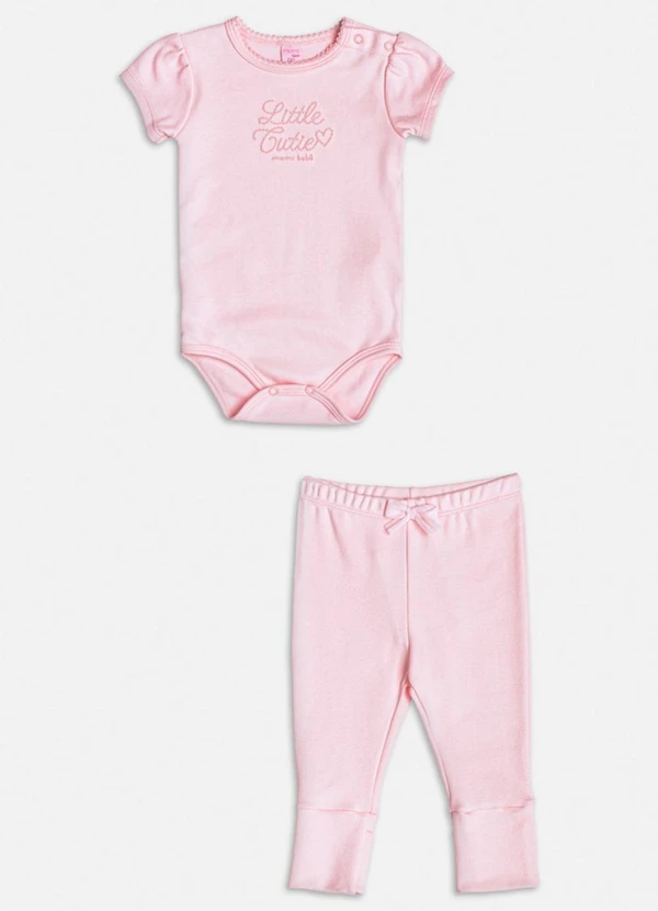 Momi - Conjunto Manga Curta Little Cute Rosa