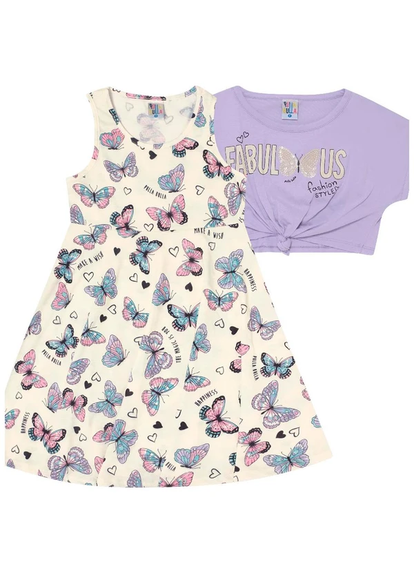 Pulla Bulla - Conjunto Manga Curta Meia Malha Menina Roxo