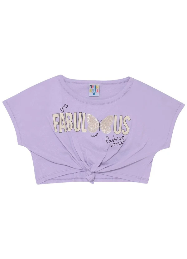 Pulla Bulla - Conjunto Manga Curta Meia Malha Menina Roxo 2