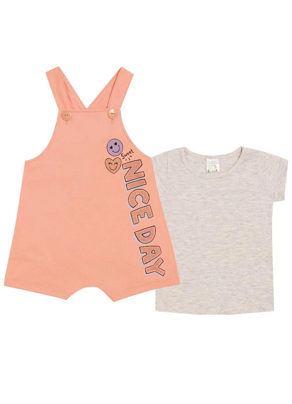 Pulla Bulla - Conjunto Manga Curta Moletinho Menina Laranja