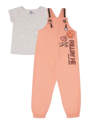 Pulla Bulla - Conjunto Manga Curta Moletinho Menina Laranja - PULLA BULLA