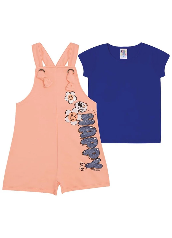 Pulla Bulla - Conjunto Manga Curta Moletinho Menina Laranja