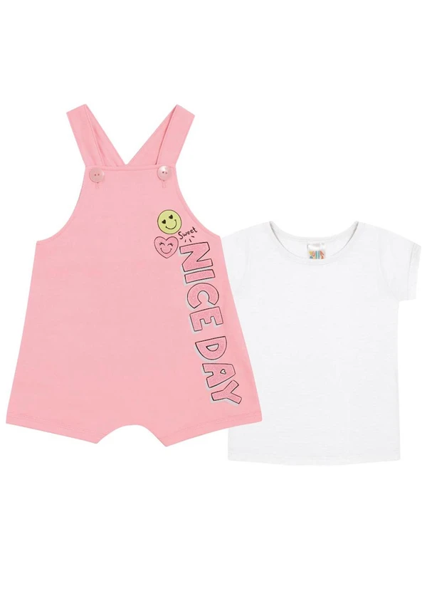 Pulla Bulla - Conjunto Manga Curta Moletinho Menina Rosa 1