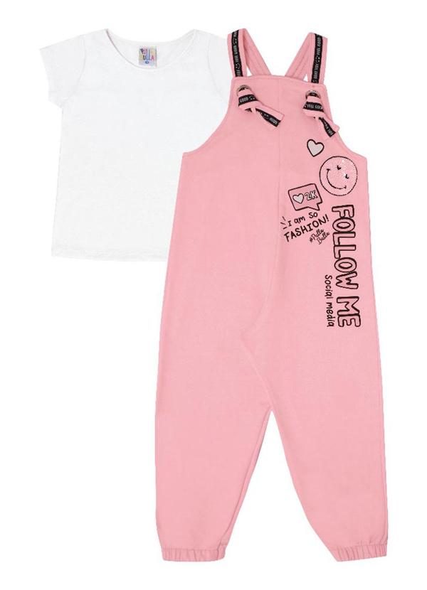Pulla Bulla - Conjunto Manga Curta Moletinho Menina Rosa