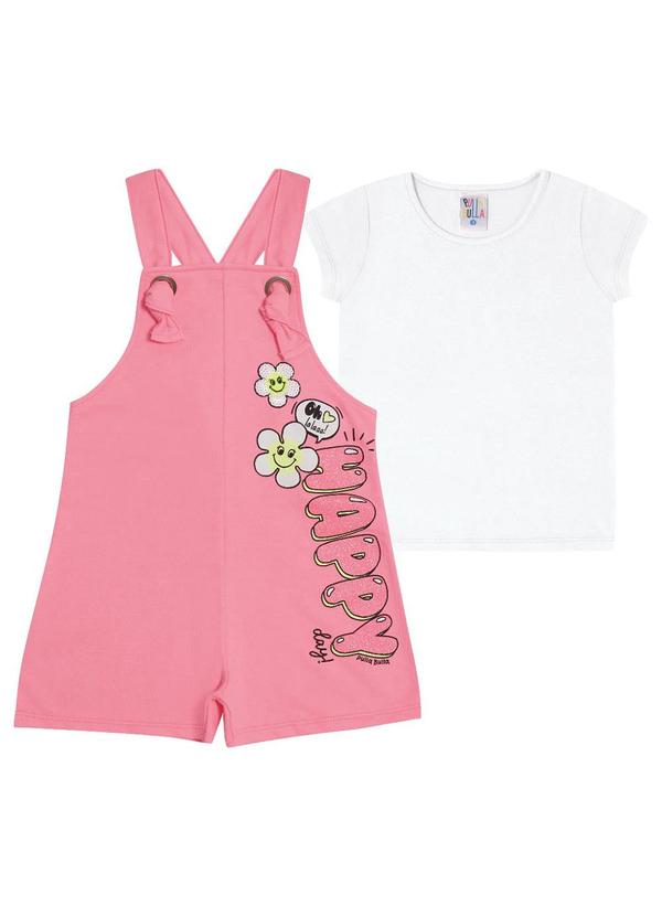 Pulla Bulla - Conjunto Manga Curta Moletinho Menina Rosa