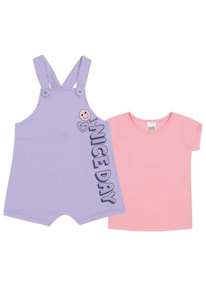 Pulla Bulla - Conjunto Manga Curta Moletinho Menina Roxo - PULLA BULLA