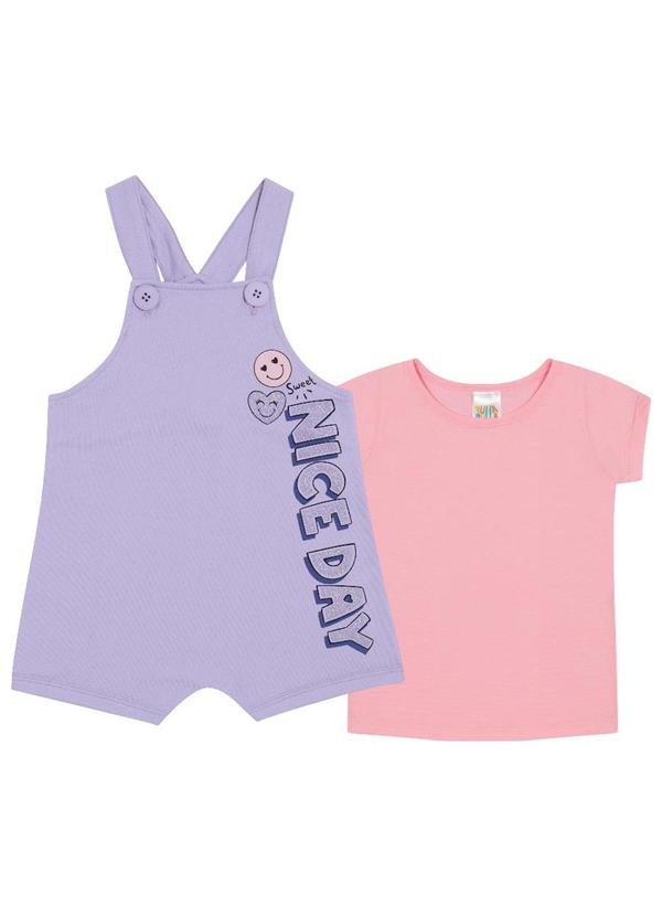 Pulla Bulla - Conjunto Manga Curta Moletinho Menina Roxo 1
