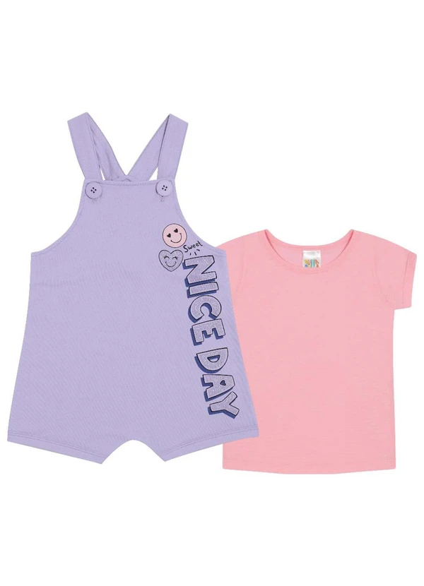 Pulla Bulla - Conjunto Manga Curta Moletinho Menina Roxo 1