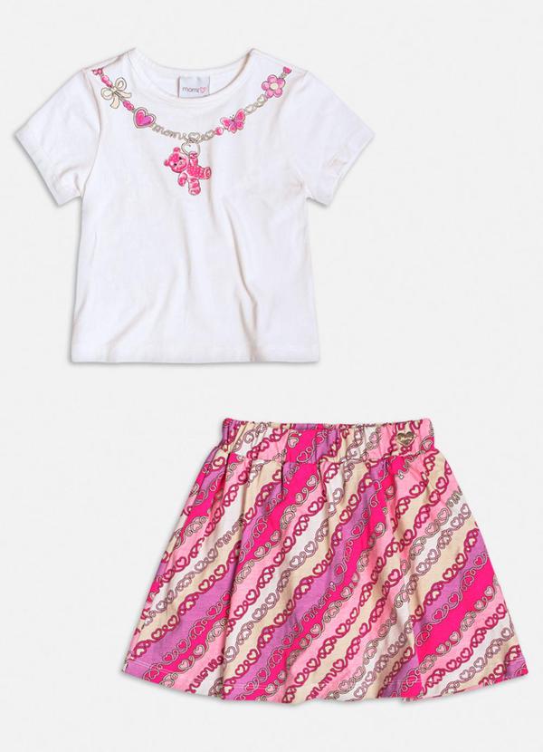 Momi - Conjunto Manga Curta Ursinhos com Strass Branco