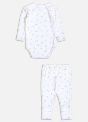 Momi - Conjunto Manga Longa com Lacinhos Branco - MOMI