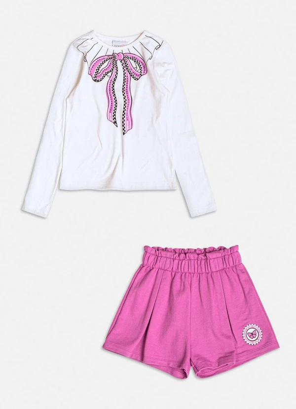 Momi - Conjunto Manga Longa com Laço Branco