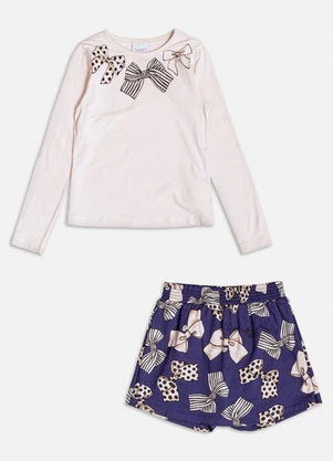 Momi - Conjunto Manga Longa com Laço de Moletom Bege - MOMI