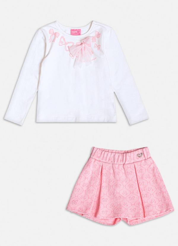 Momi - Conjunto Manga Longa com Laço de Tule Branco