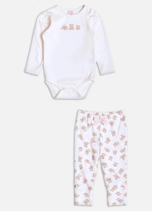 Momi - Conjunto Manga Longa com Ursinhos Branco - MOMI