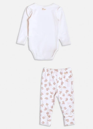 Momi - Conjunto Manga Longa com Ursinhos Branco - MOMI