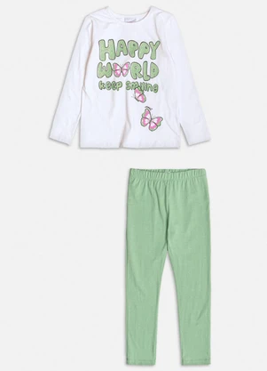 Momi - Conjunto Manga Longa de Borboletas Branco - MOMI