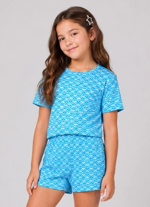 Select - Conjunto Masculino Infantil Blusa com Short Azul - SELECT