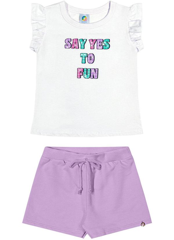 Alenice - Conjunto Meia Malha e Moletom com Frase Branco